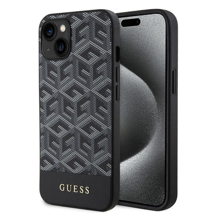 Калъф MagSafe за Apple iPhone 15, Guess, GCube Stripes, Черен