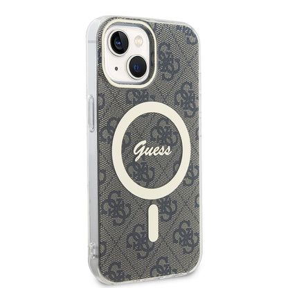 Калъф MagSafe за Apple iPhone 15, Guess, IML 4G, Кафяв