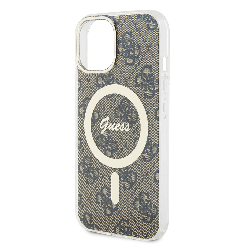 Калъф MagSafe за Apple iPhone 15, Guess, IML 4G, Кафяв