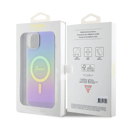 Калъф MagSafe за Apple iPhone 15, Guess, IML Iridescent, Лилав