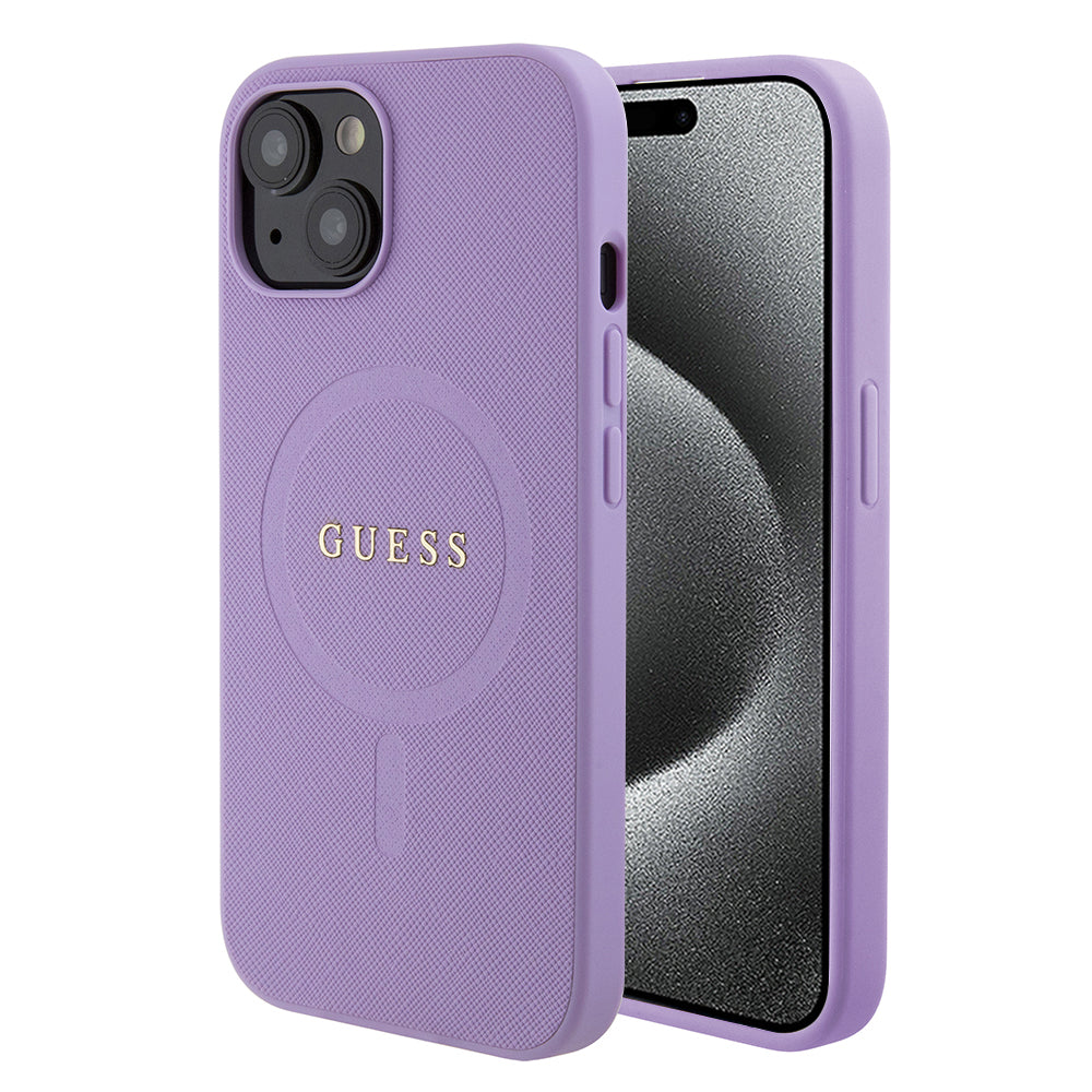 Калъф MagSafe за Apple iPhone 15, Guess, Saffiano, Лилав