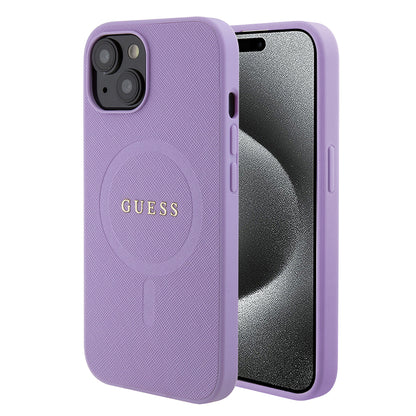 Калъф MagSafe за Apple iPhone 15, Guess, Saffiano, Лилав