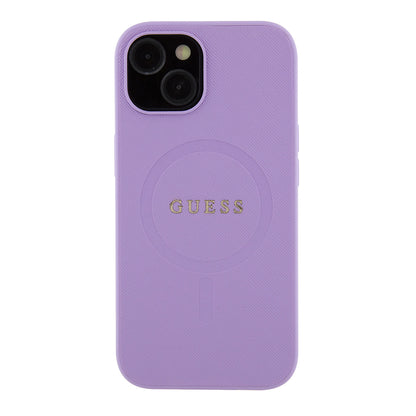 Калъф MagSafe за Apple iPhone 15, Guess, Saffiano, Лилав