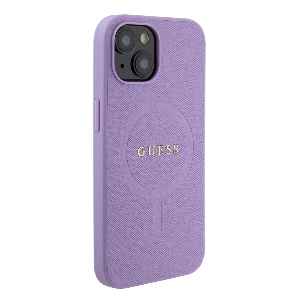 Калъф MagSafe за Apple iPhone 15, Guess, Saffiano, Лилав