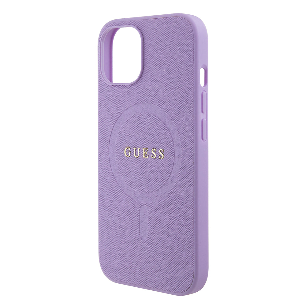 Калъф MagSafe за Apple iPhone 15, Guess, Saffiano, Лилав