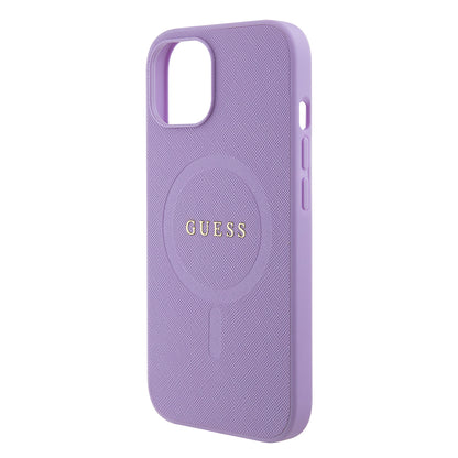 Калъф MagSafe за Apple iPhone 15, Guess, Saffiano, Лилав