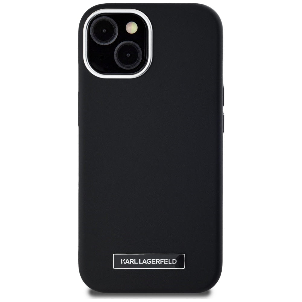 Калъф MagSafe за Apple iPhone 15, Karl Lagerfeld, FW Metal Plate, Черен