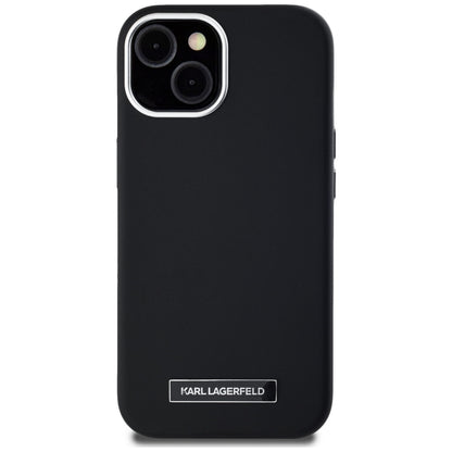 Калъф MagSafe за Apple iPhone 15, Karl Lagerfeld, FW Metal Plate, Черен