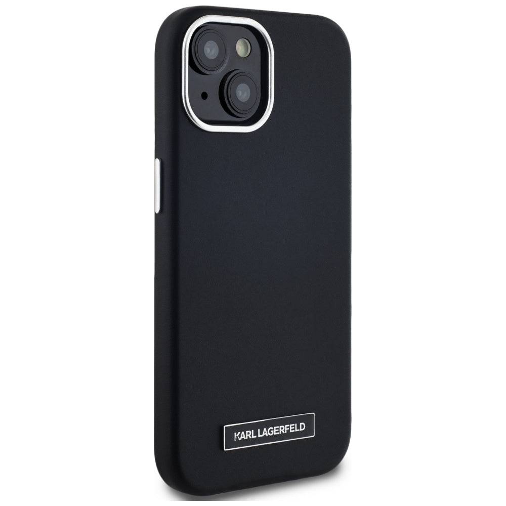 Калъф MagSafe за Apple iPhone 15, Karl Lagerfeld, FW Metal Plate, Черен