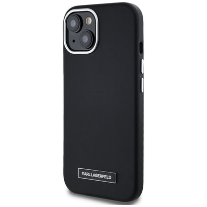 Калъф MagSafe за Apple iPhone 15, Karl Lagerfeld, FW Metal Plate, Черен