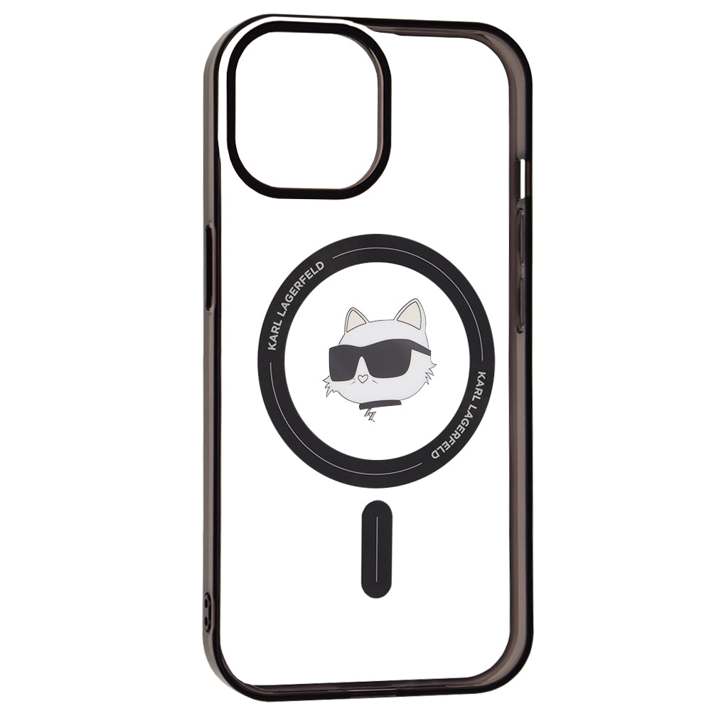 Калъф MagSafe за Apple iPhone 15, Karl Lagerfeld, IML Choupette's Head, Прозрачен