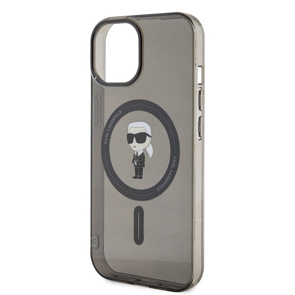 Калъф MagSafe за Apple iPhone 15, Karl Lagerfeld, IML Ikonik Karl, Черен