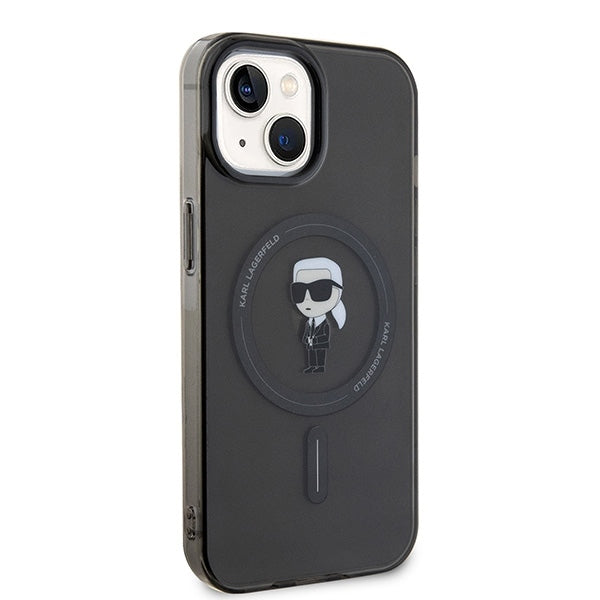 Калъф MagSafe за Apple iPhone 15, Karl Lagerfeld, IML Ikonik Karl, Черен