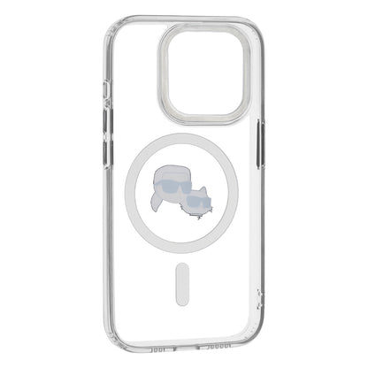 Калъф MagSafe за Apple iPhone 15, Karl Lagerfeld, IML Metal Karl & Choupette's Heads, Прозрачен