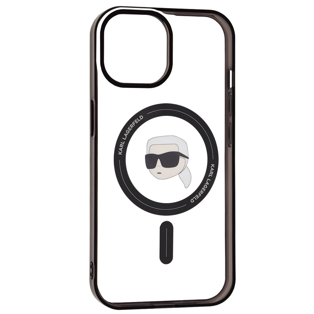 Калъф MagSafe за Apple iPhone 15, Karl Lagerfeld, IML Karl's Head, Прозрачен