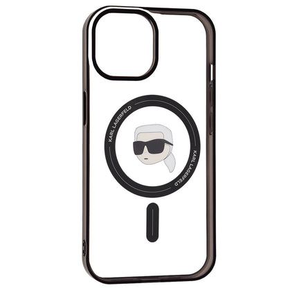 Калъф MagSafe за Apple iPhone 15, Karl Lagerfeld, IML Karl's Head, Прозрачен