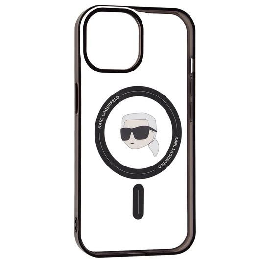 Калъф MagSafe за Apple iPhone 15, Karl Lagerfeld, IML Karl's Head, Прозрачен