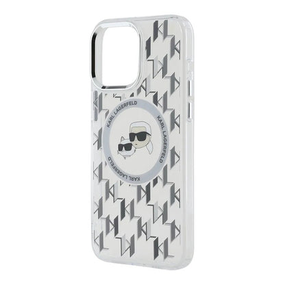 Калъф MagSafe за Apple iPhone 15, Karl Lagerfeld, IML Monogram Karl & Choupette's Heads, Прозрачен