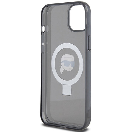 Husa MagSafe за Apple iPhone 15, Karl Lagerfeld, Ring Stand Karl's Head, Черна