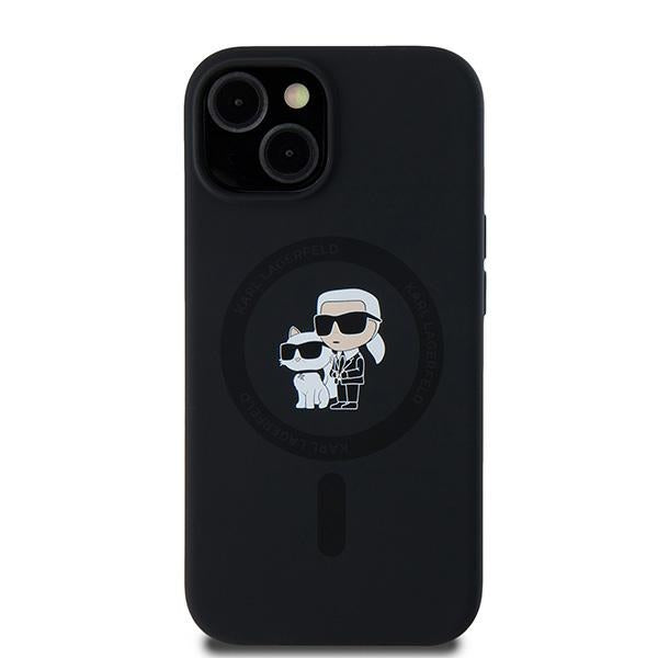 Калъф MagSafe за Apple iPhone 15, Karl Lagerfeld, Силикон Karl & Choupette, Черен