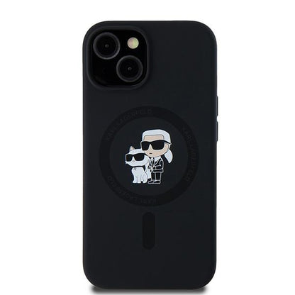 Калъф MagSafe за Apple iPhone 15, Karl Lagerfeld, Силикон Karl & Choupette, Черен