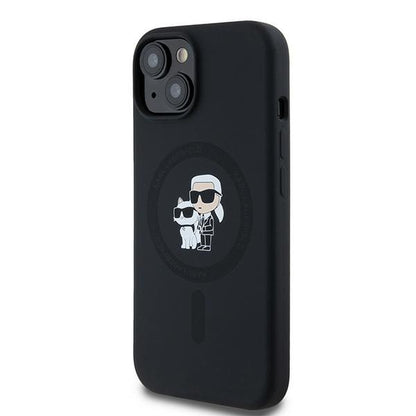 Калъф MagSafe за Apple iPhone 15, Karl Lagerfeld, Силикон Karl & Choupette, Черен