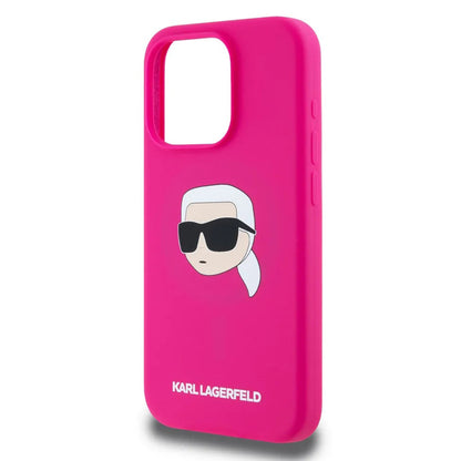 Калъф MagSafe за Apple iPhone 15, Karl Lagerfeld, Силикон Karl's Head, Фуксия