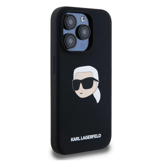 Калъф MagSafe за Apple iPhone 15, Karl Lagerfeld, Силикон Karl's Head, Черен