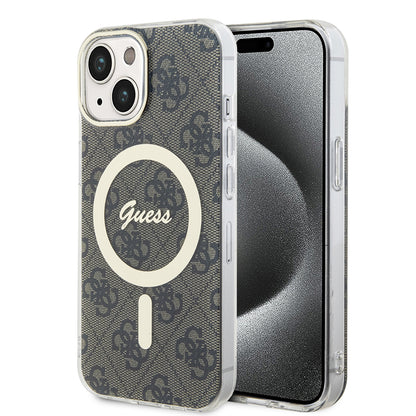 Калъф MagSafe за Apple iPhone 15 Plus, Guess, IML 4G, Кафяв