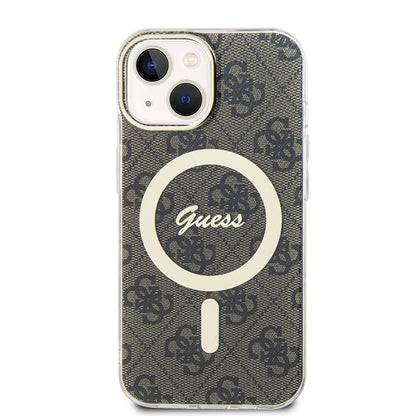Калъф MagSafe за Apple iPhone 15 Plus, Guess, IML 4G, Кафяв