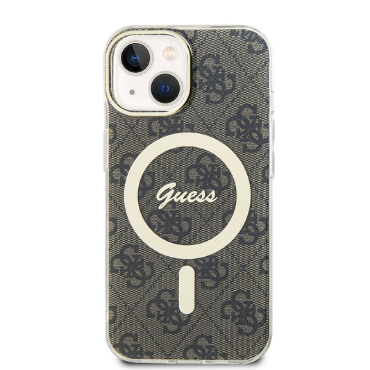 Калъф MagSafe за Apple iPhone 15 Plus, Guess, IML 4G, Кафяв