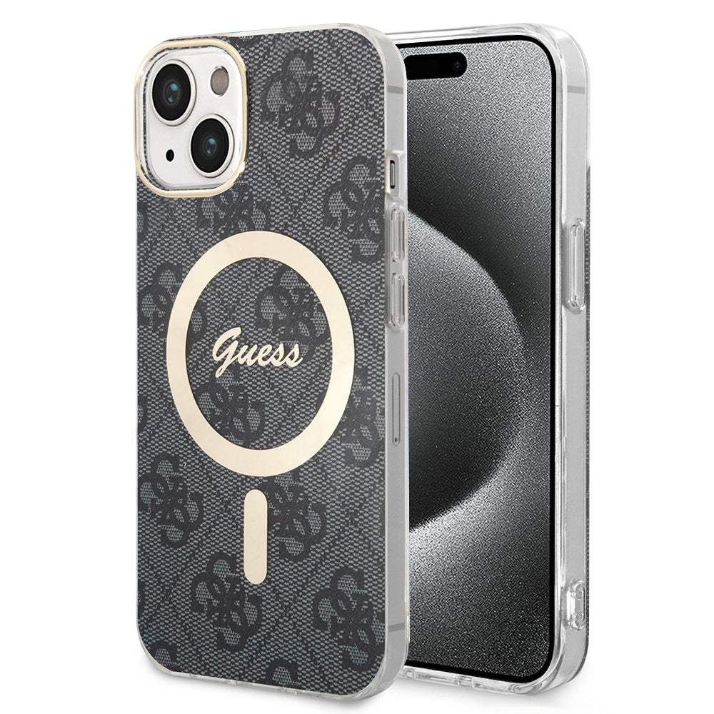 Калъф MagSafe за Apple iPhone 15 Plus, Guess, IML 4G, Черен