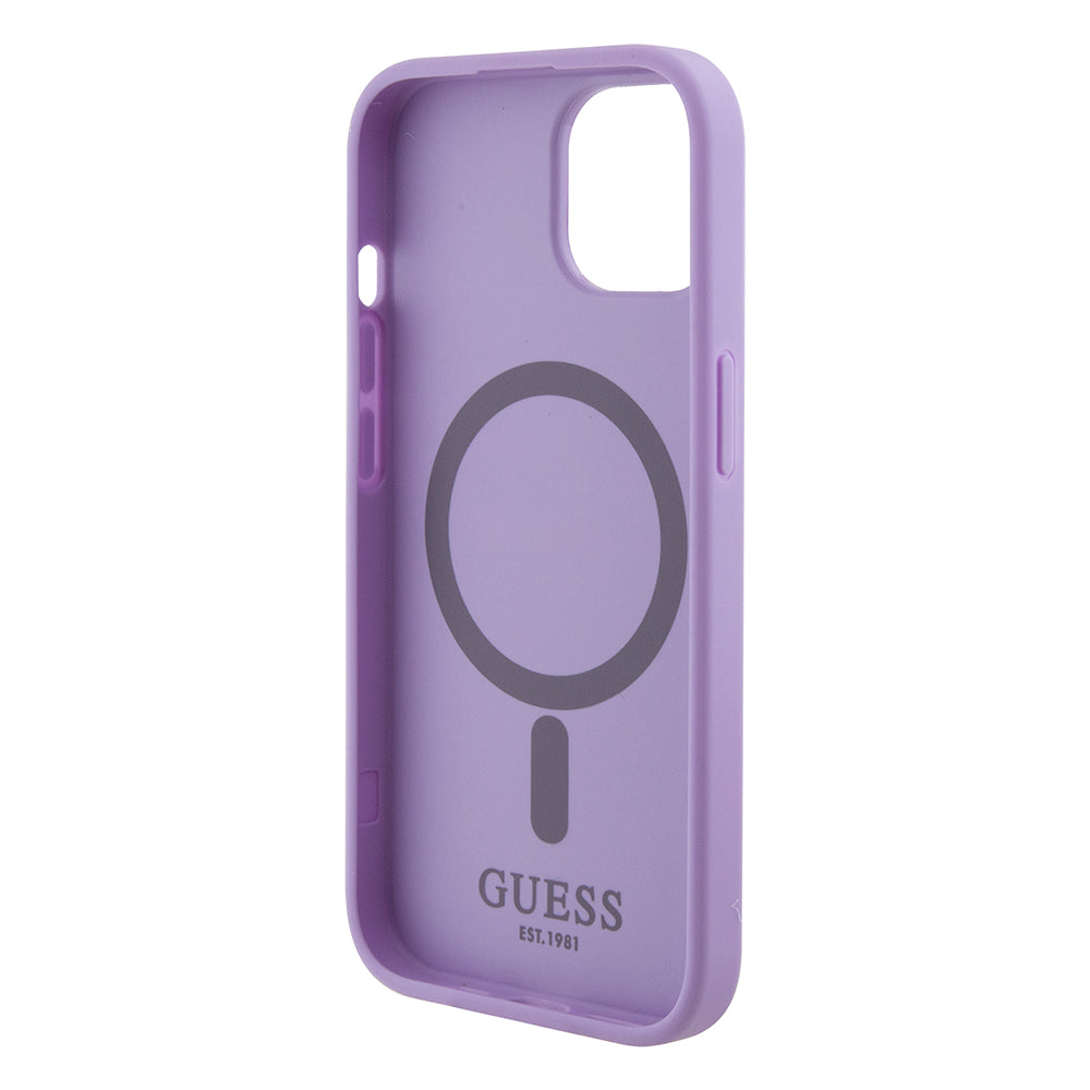 Калъф MagSafe за Apple iPhone 15 Plus, Guess, Saffiano, Лилав