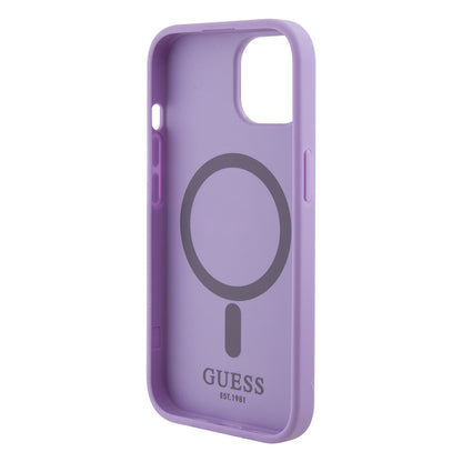 Калъф MagSafe за Apple iPhone 15 Plus, Guess, Saffiano, Лилав