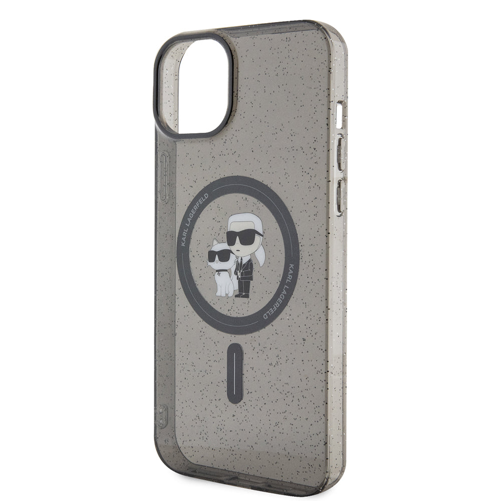 Калъф MagSafe за Apple iPhone 15 Plus, Karl Lagerfeld, Glitter, Черен