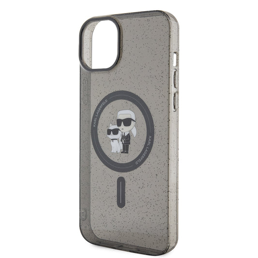 Калъф MagSafe за Apple iPhone 15 Plus, Karl Lagerfeld, Glitter, Черен