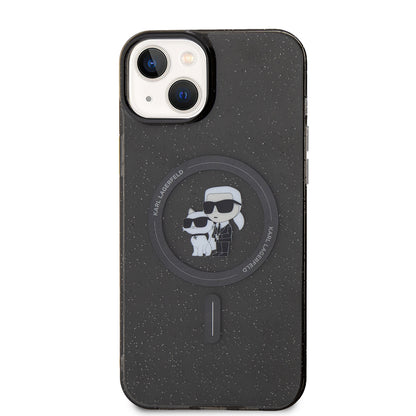Калъф MagSafe за Apple iPhone 15 Plus, Karl Lagerfeld, Glitter, Черен