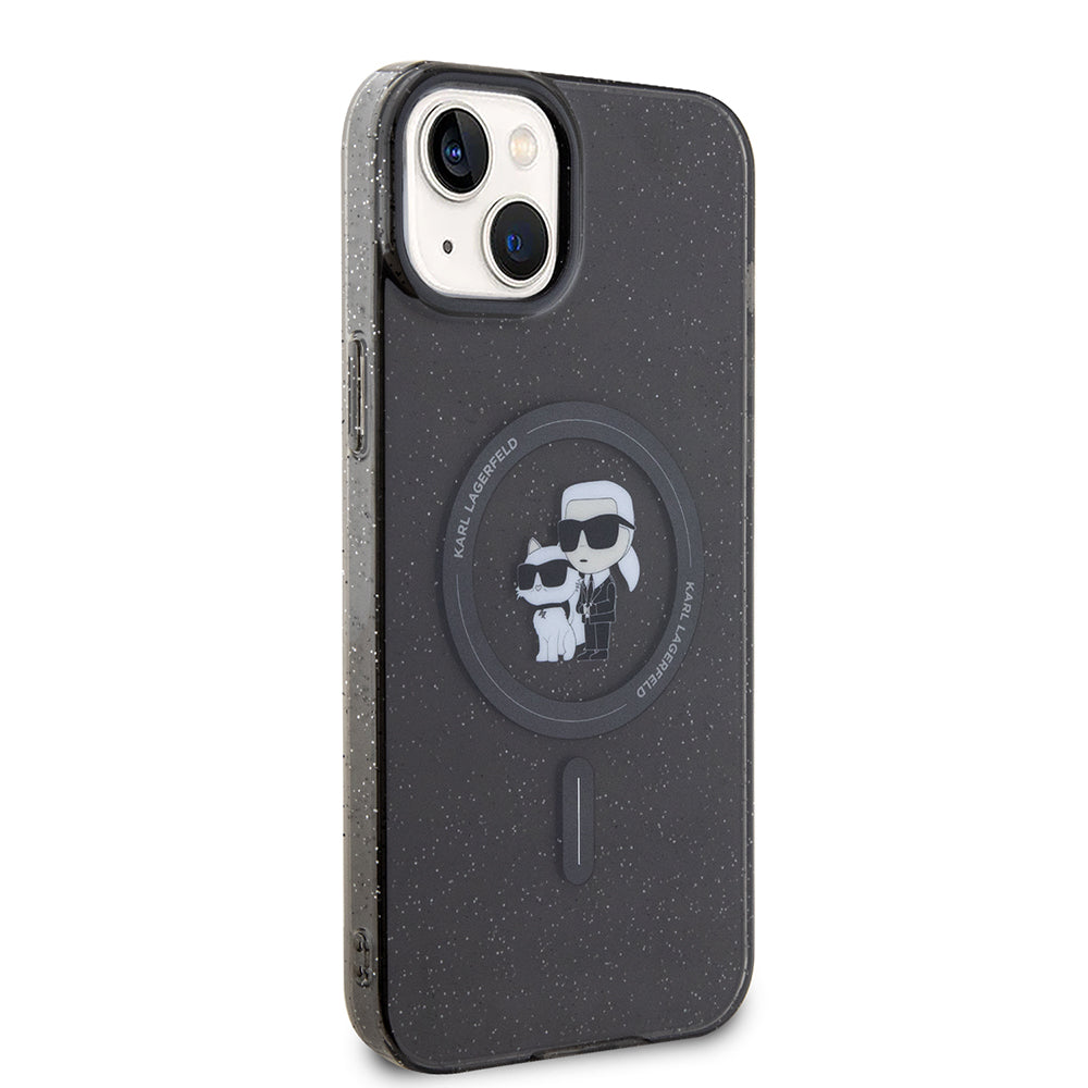 Калъф MagSafe за Apple iPhone 15 Plus, Karl Lagerfeld, Glitter, Черен