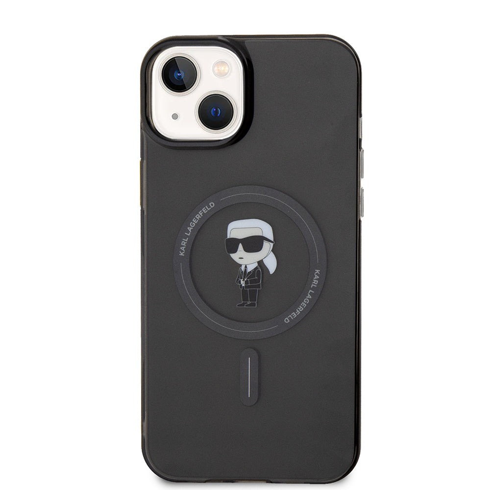 Калъф MagSafe за Apple iPhone 15 Plus, Karl Lagerfeld, IML Ikonik Karl, Черен