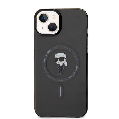 Калъф MagSafe за Apple iPhone 15 Plus, Karl Lagerfeld, IML Ikonik Karl, Черен