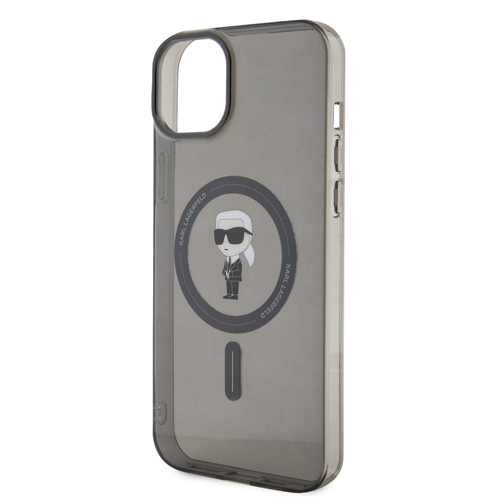 Калъф MagSafe за Apple iPhone 15 Plus, Karl Lagerfeld, IML Ikonik Karl, Черен