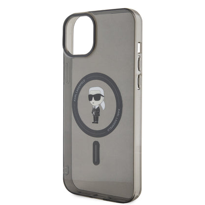 Калъф MagSafe за Apple iPhone 15 Plus, Karl Lagerfeld, IML Ikonik Karl, Черен