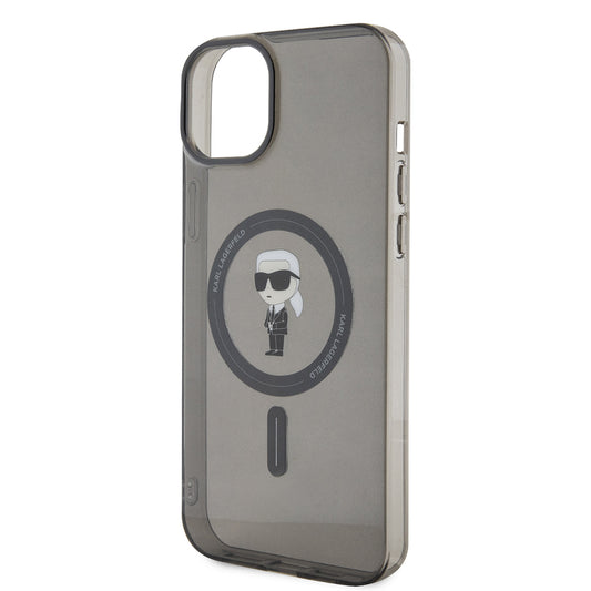 Калъф MagSafe за Apple iPhone 15 Plus, Karl Lagerfeld, IML Ikonik Karl, Черен