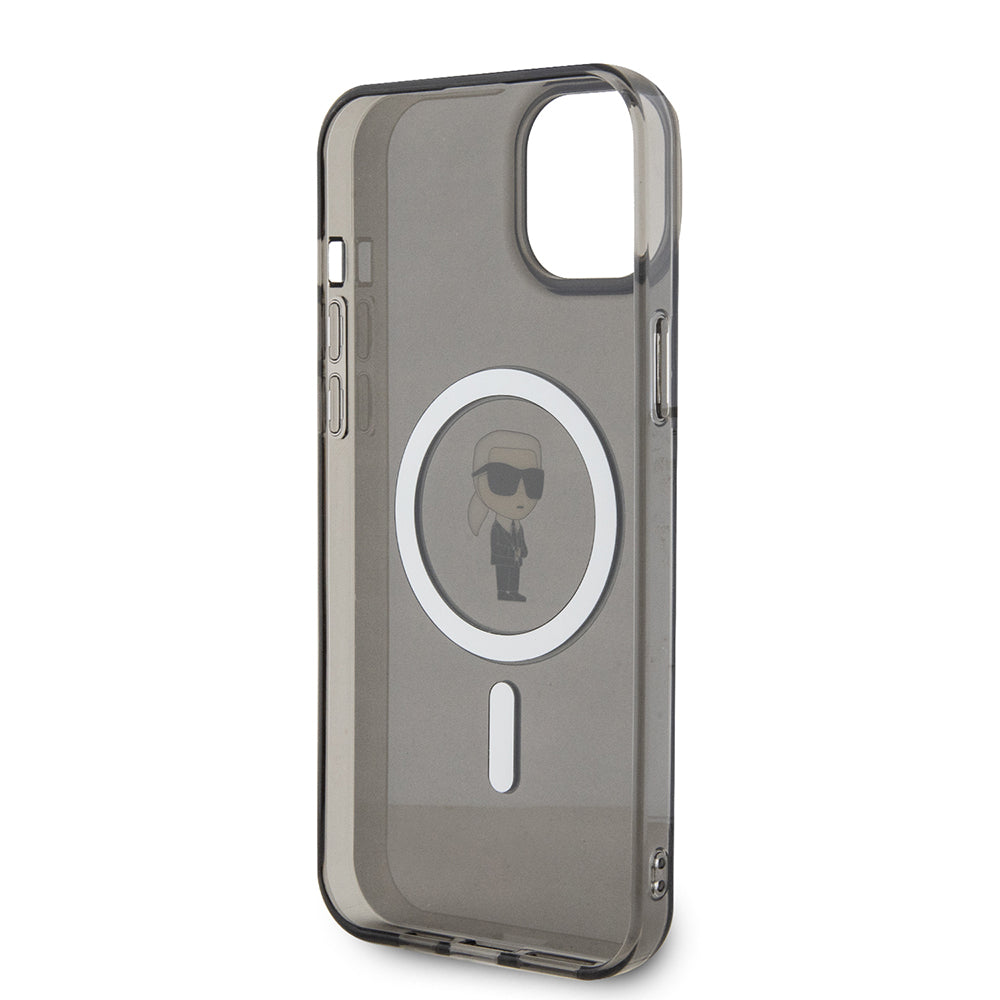 Калъф MagSafe за Apple iPhone 15 Plus, Karl Lagerfeld, IML Ikonik Karl, Черен