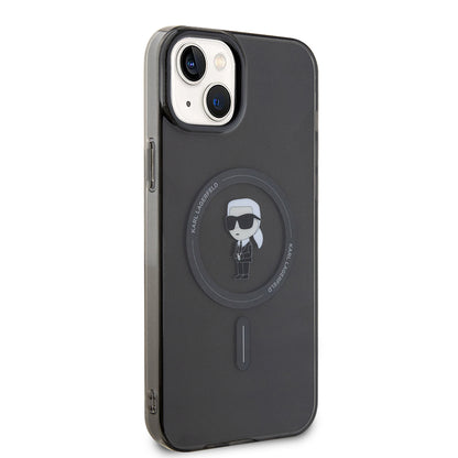 Калъф MagSafe за Apple iPhone 15 Plus, Karl Lagerfeld, IML Ikonik Karl, Черен