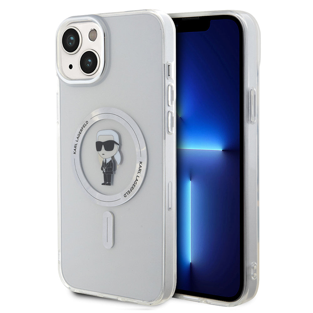 Калъф MagSafe за Apple iPhone 15 Plus, Karl Lagerfeld, IML Ikonik Karl, Прозрачен