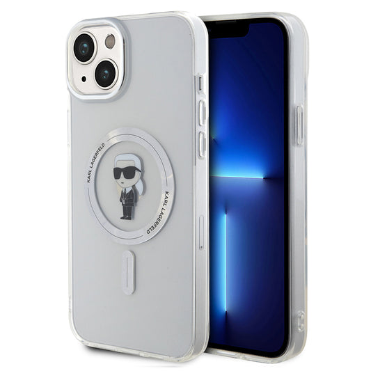 Калъф MagSafe за Apple iPhone 15 Plus, Karl Lagerfeld, IML Ikonik Karl, Прозрачен