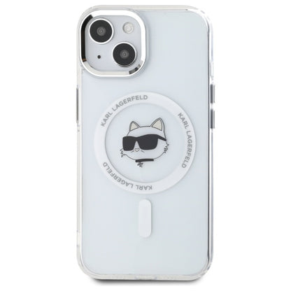 Калъф MagSafe за Apple iPhone 15 Plus, Karl Lagerfeld, IML Metal Choupette's Head, Бял