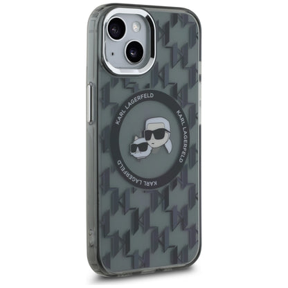 Калъф MagSafe за Apple iPhone 15 Plus, Karl Lagerfeld, IML Monogram Karl & Choupette's Heads, Черен