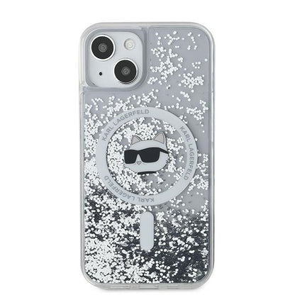 Husa MagSafe за Apple iPhone 15 Plus, Karl Lagerfeld, Liquid Glitter Choupette's Head, Прозрачна